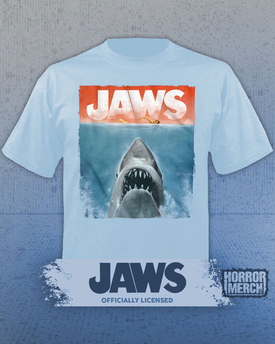 Jaws - Watercolor Poster Mens Shirt (Blue)