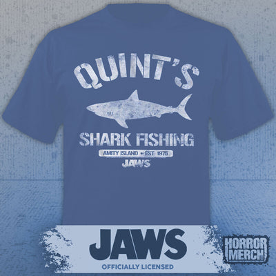 Jaws - Quints Shark Fishing Mens Shirt (Blue)