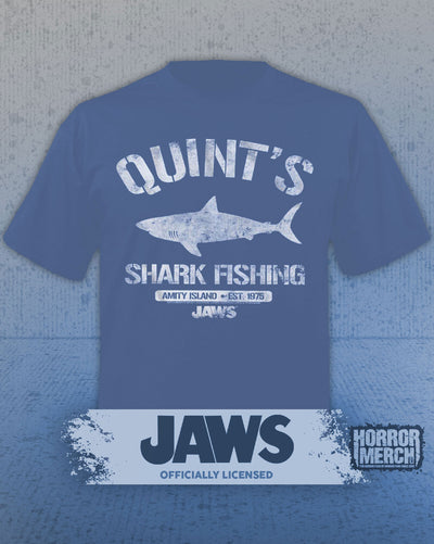 Jaws - Quints Shark Fishing Mens Shirt (Blue)