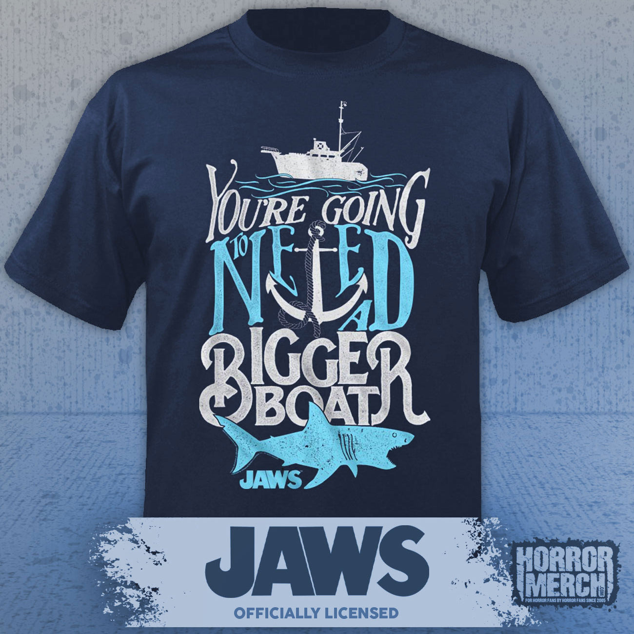 Jaws - Bigger Boat Mens Shirt (Blue)