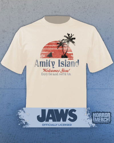 Jaws - Amity Island Mens Shirt (Cream)