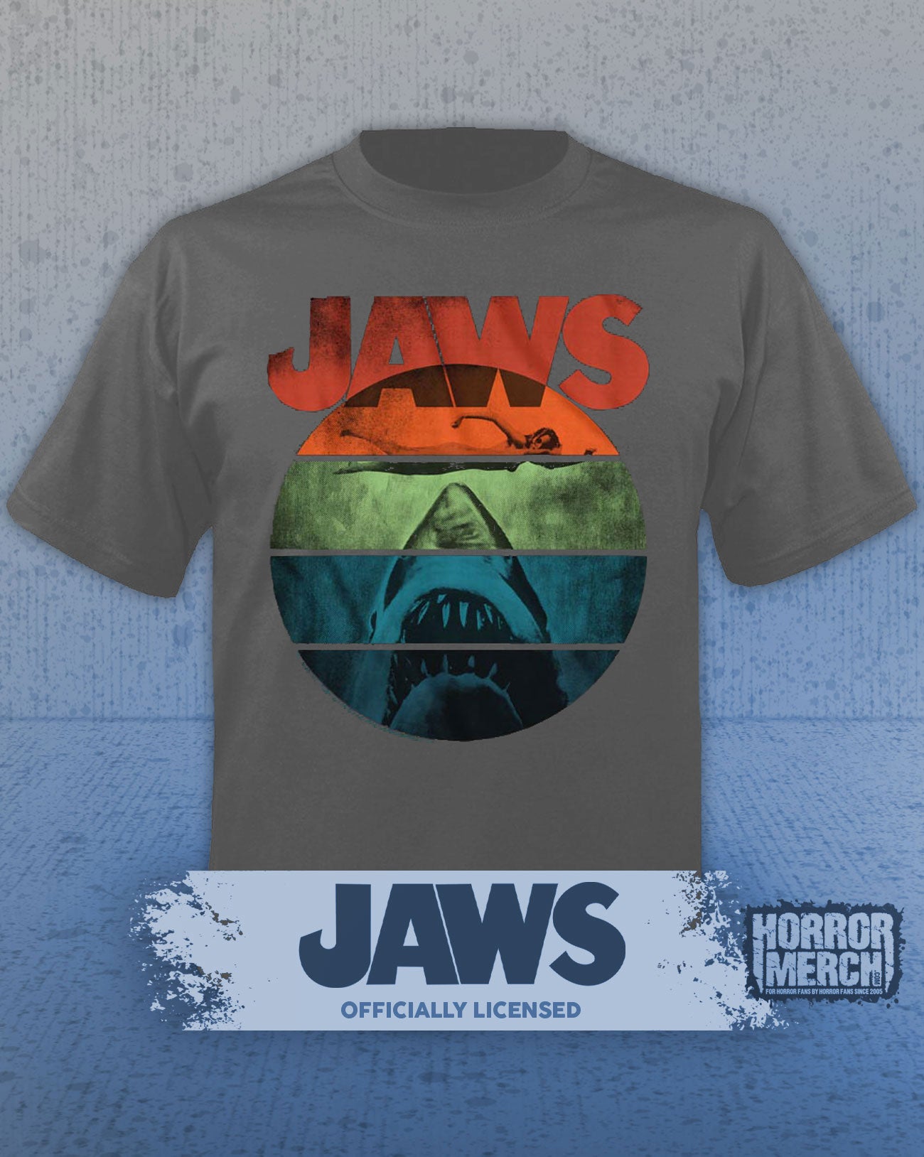 Jaws - Rainbow Mens Shirt (Gray)
