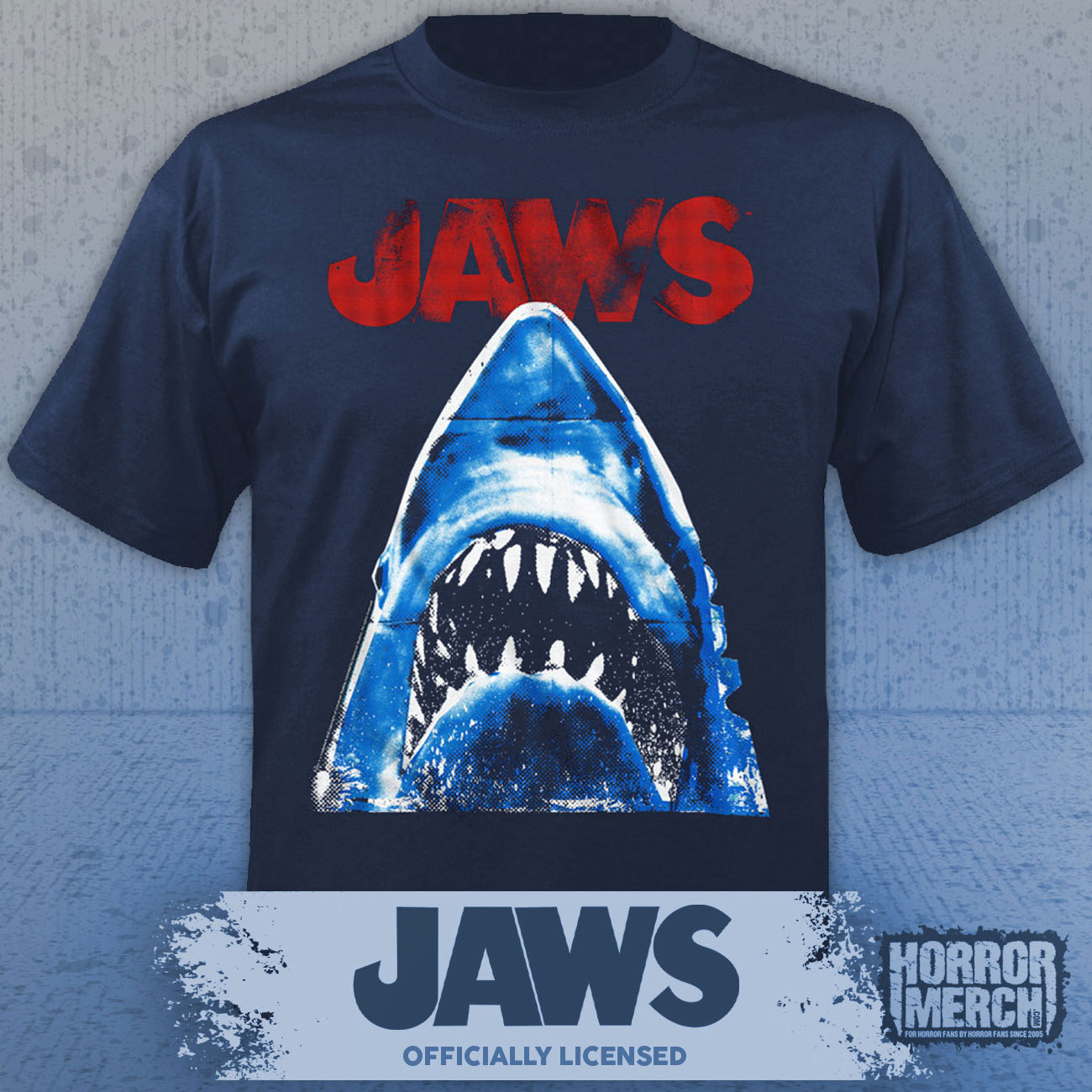 Jaws - Distressed Mens Shirt (Blue)