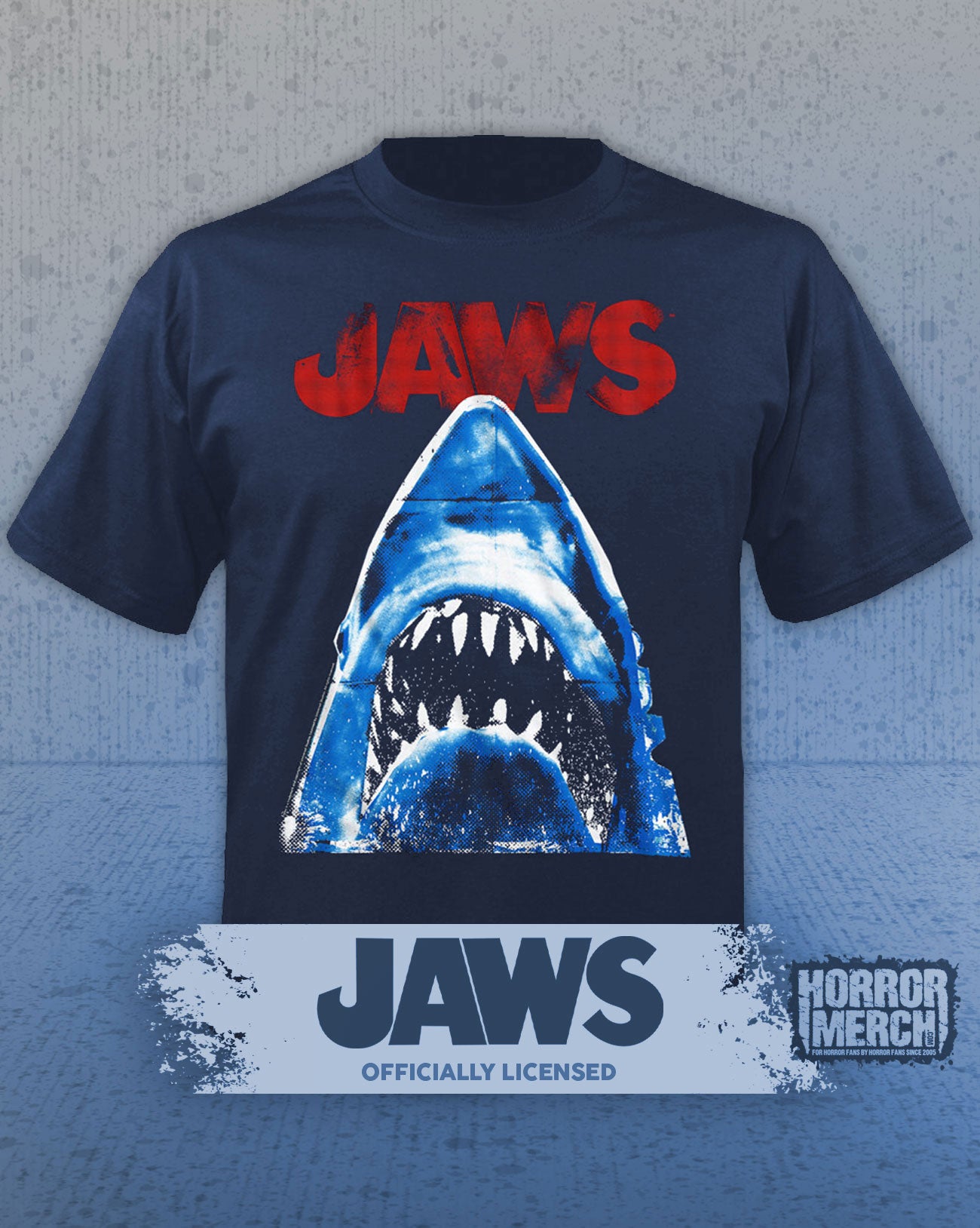 Jaws - Distressed Mens Shirt (Blue)