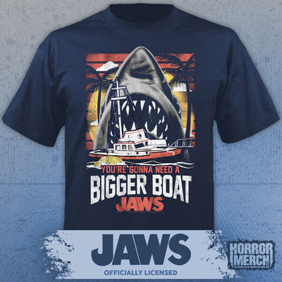 Jaws - Bigger Boat (Shark) Mens Shirt (Blue)