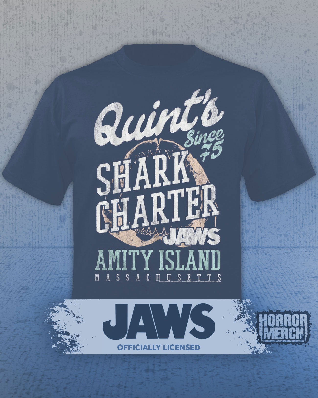 Jaws - Quints Shark Charter Mens Shirt (Blue)