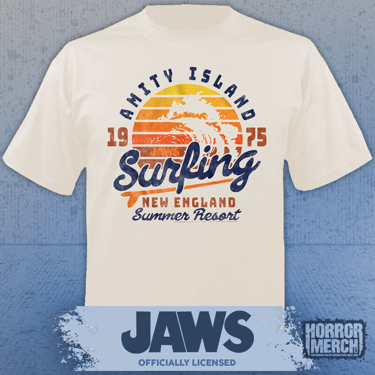 Jaws - Surfing Mens Shirt (Cream)