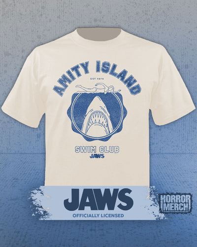 Jaws - Amity Swim Club Mens Shirt (Cream)