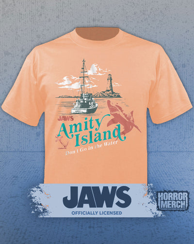 Jaws - Amity Island Boat Mens Shirt (Peach)