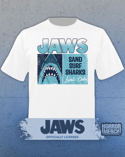 Jaws - Sand Surf Sharks Mens Shirt (White)