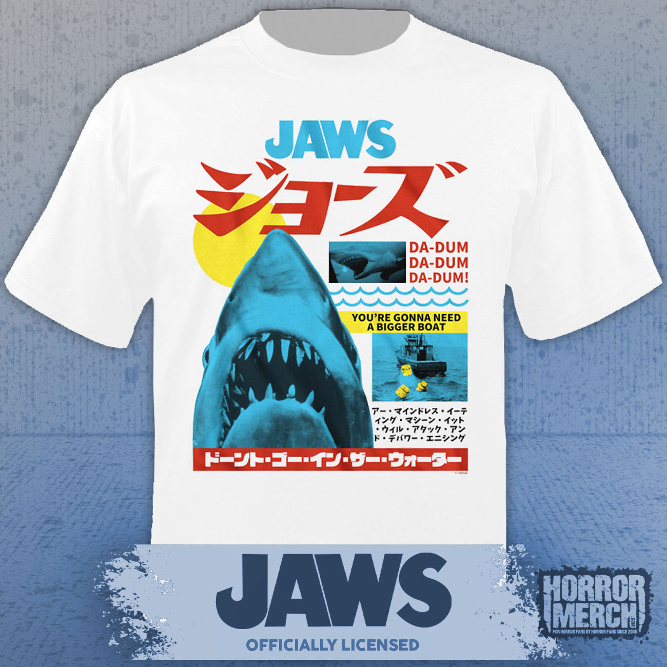 Jaws - Kanji Poster Mens Shirt (White)