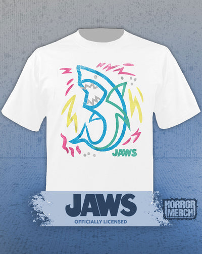 Jaws - Neon Shark Mens Shirt (White)