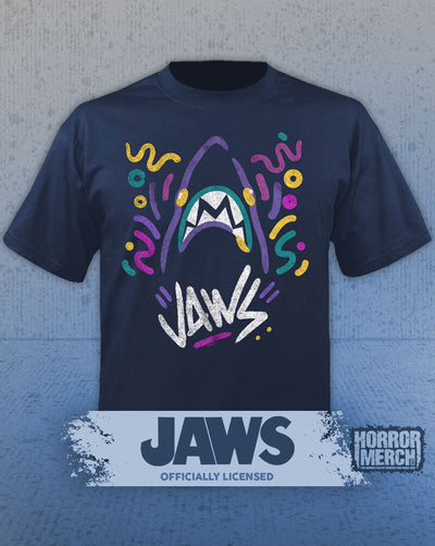 Jaws - Neon Shark Mens Shirt (Blue)