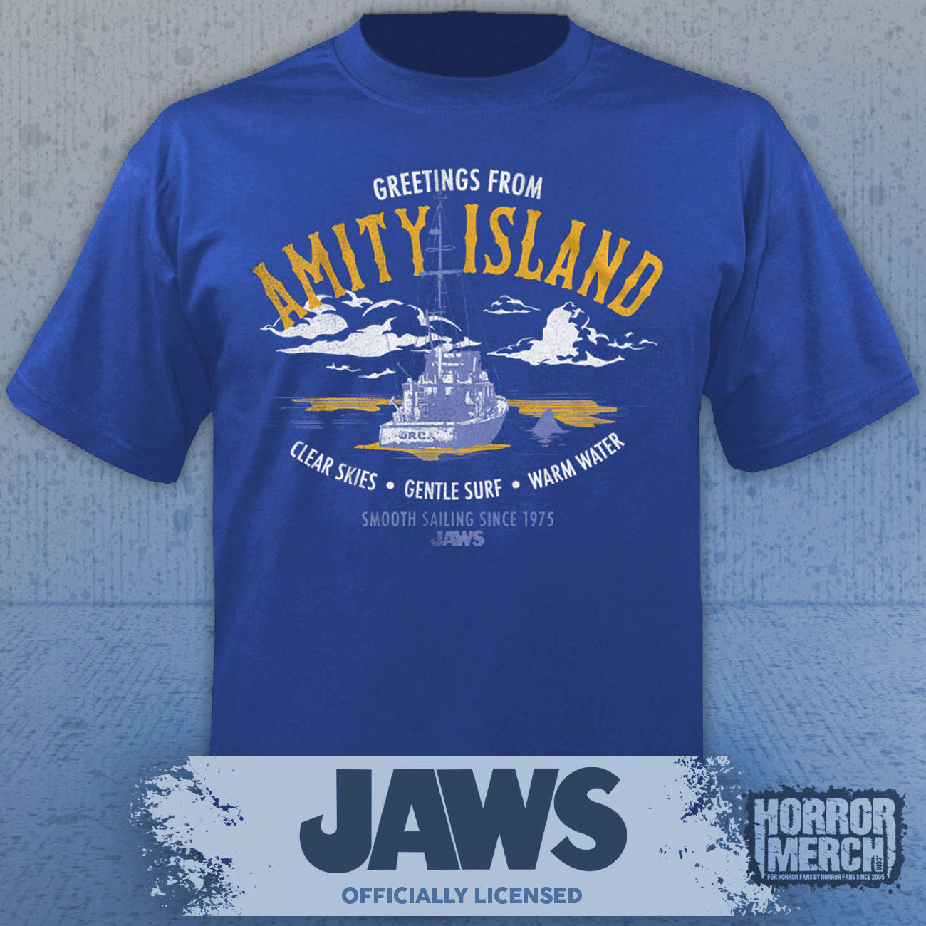 Jaws - Amity Island Smooth Sailing Mens Shirt (Blue)