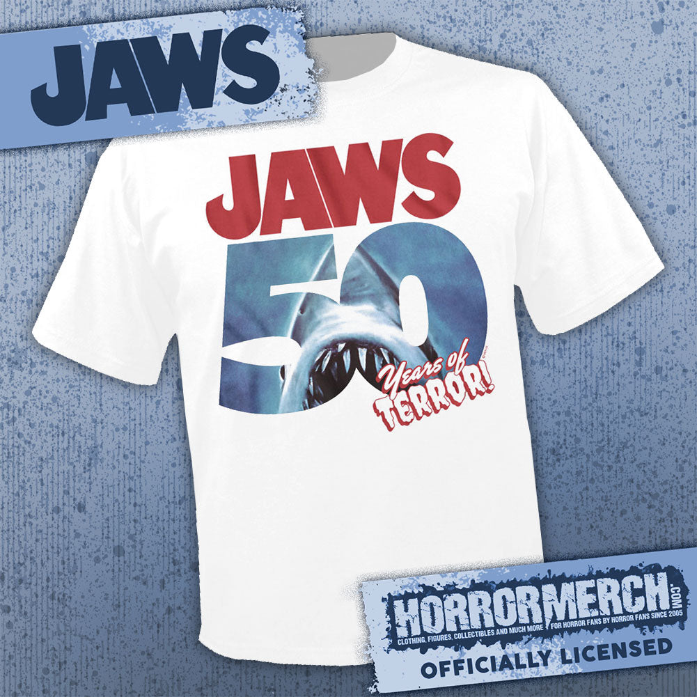 Jaws - 50th Anniversary (White) [Mens Shirt]