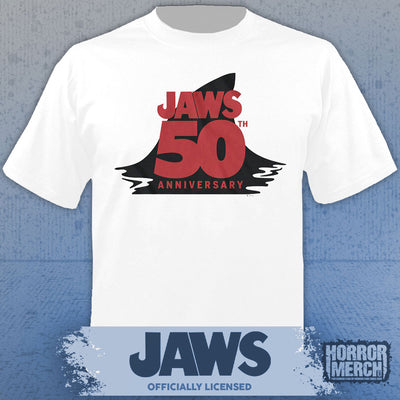 Jaws - 50th Anniversary Fin Mens Shirt (White)