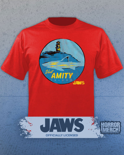 Jaws - Visit Amity Mens Shirt (Red)