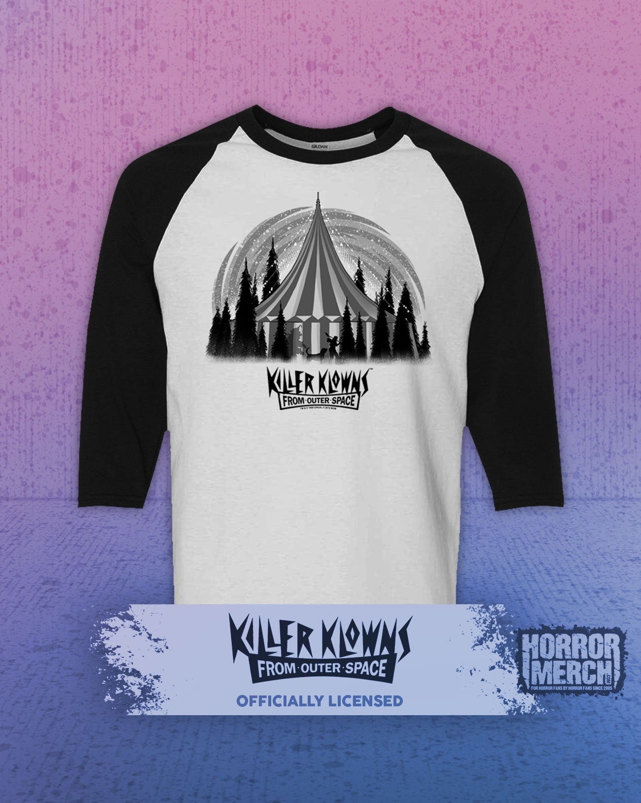 Exclusive -  Killer Klowns From Outer Space - Tent Baseball Shirt (Gray)