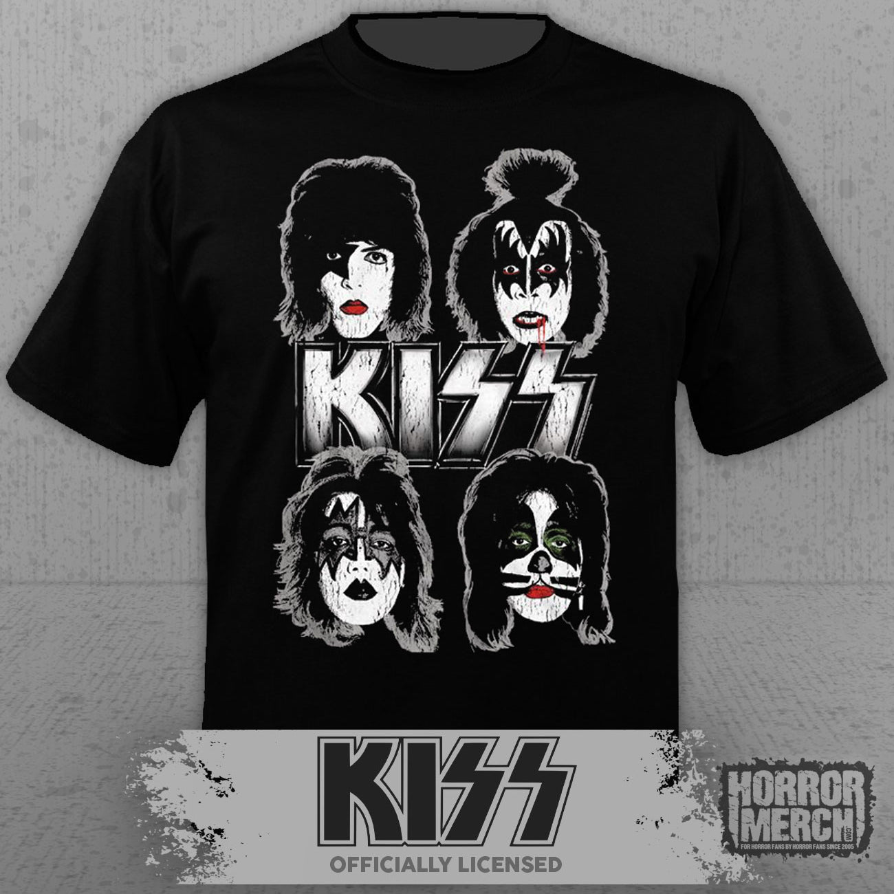 Kiss - Distressed Outlines Mens Shirt