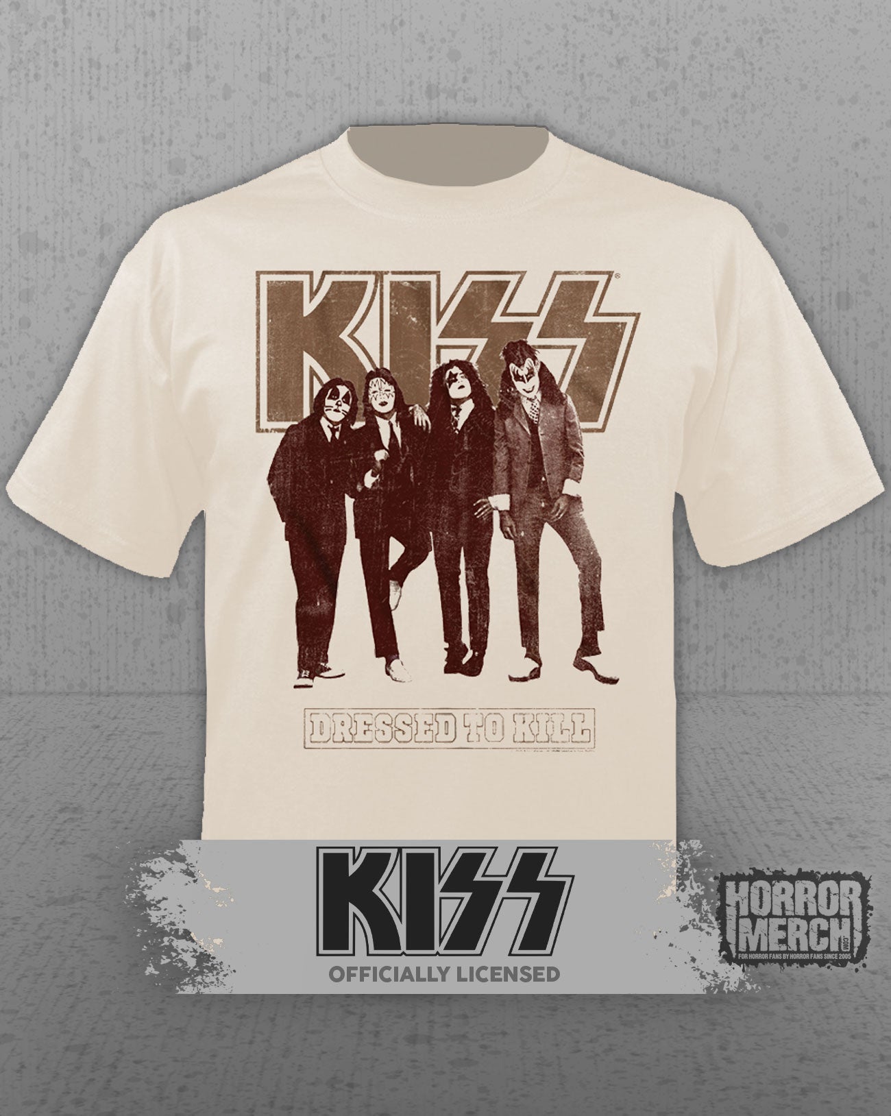 Kiss - Dressed To Kill Mens Shirt (Tan)