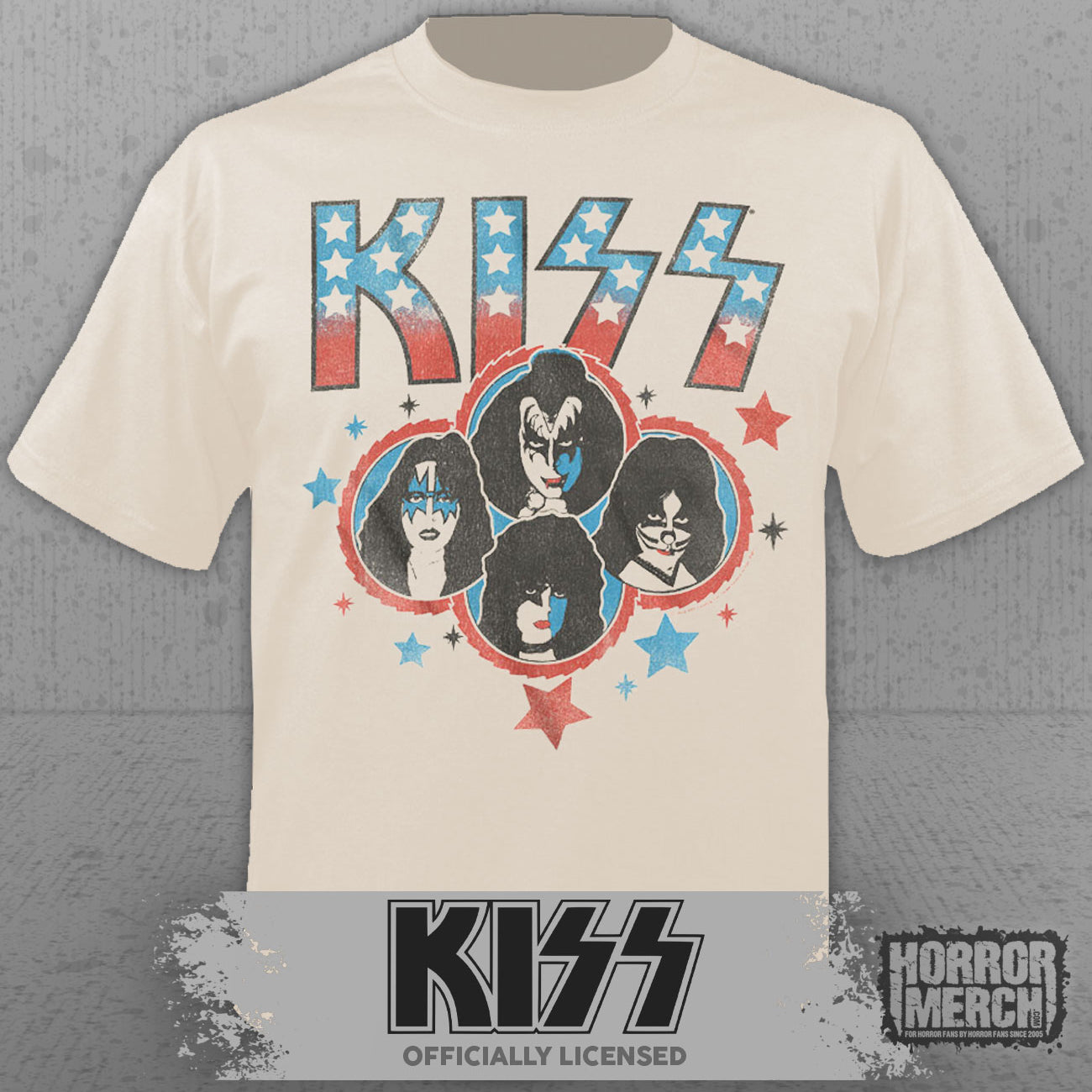 Kiss - Stars And Stripes Mens Shirt (Tan)