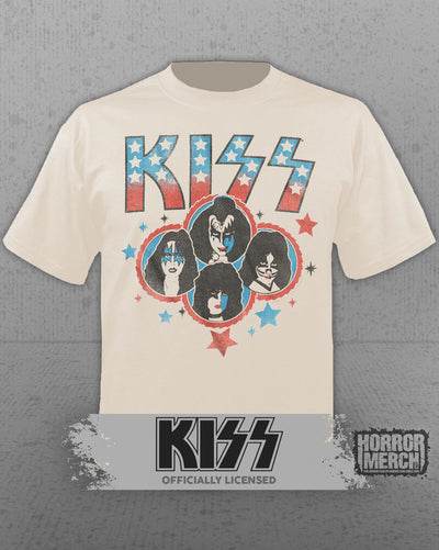 Kiss - Stars And Stripes Mens Shirt (Tan)