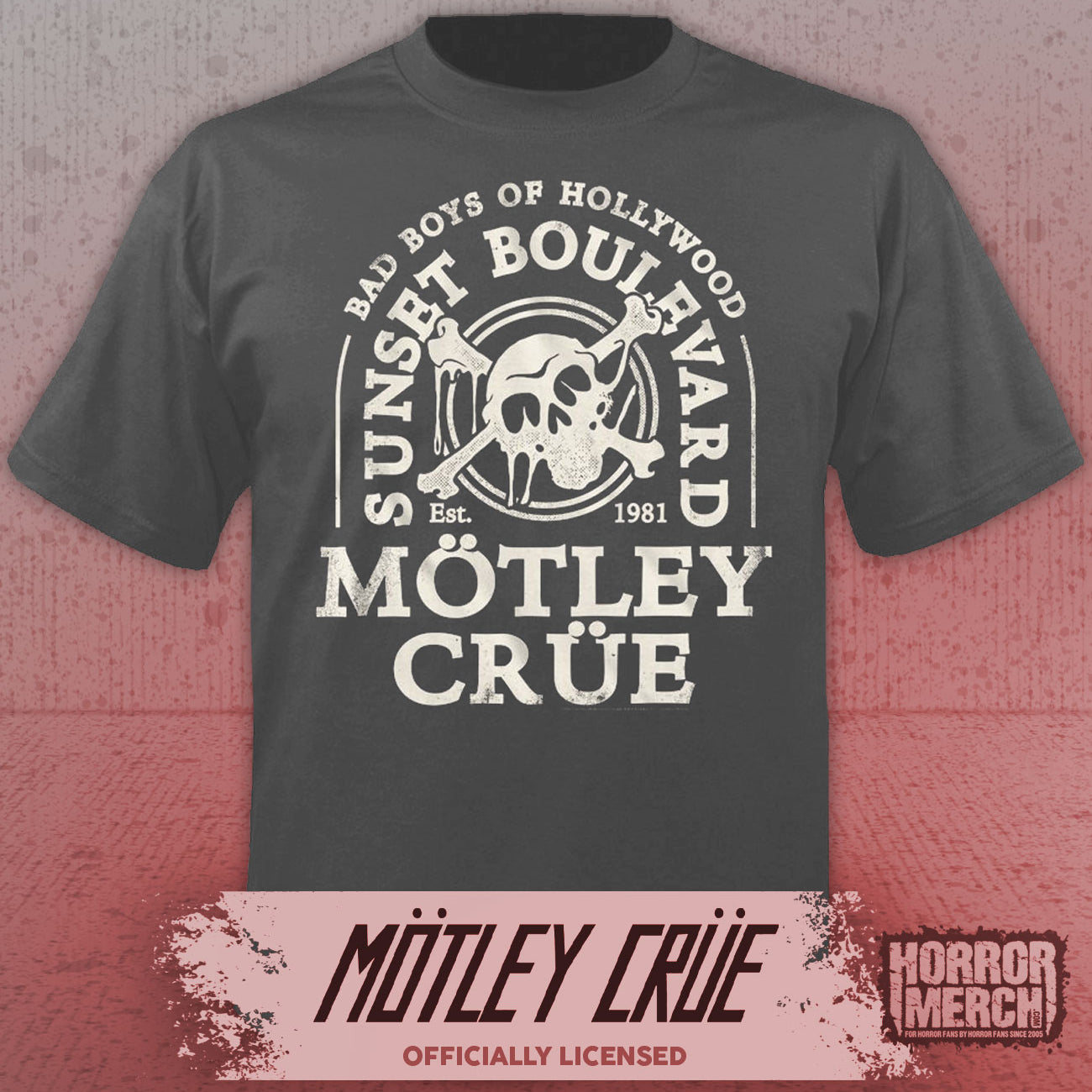 Motley Crue - Skull Logo Mens Shirt (Gray)