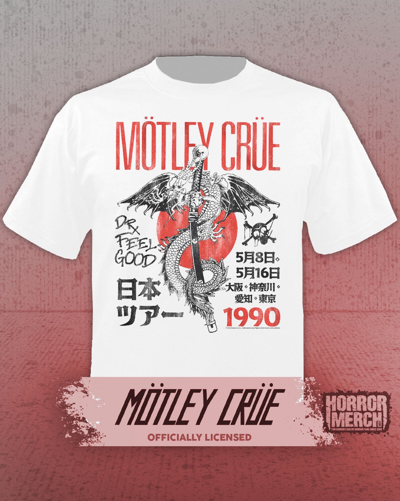 Motley Crue - Feelgood Japan Tour Mens Shirt (White)