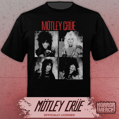 Motley Crue - Shout Inlay Photos (BW) Mens Shirt