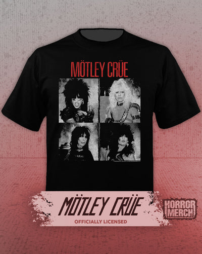 Motley Crue - Shout Inlay Photos (BW) Mens Shirt