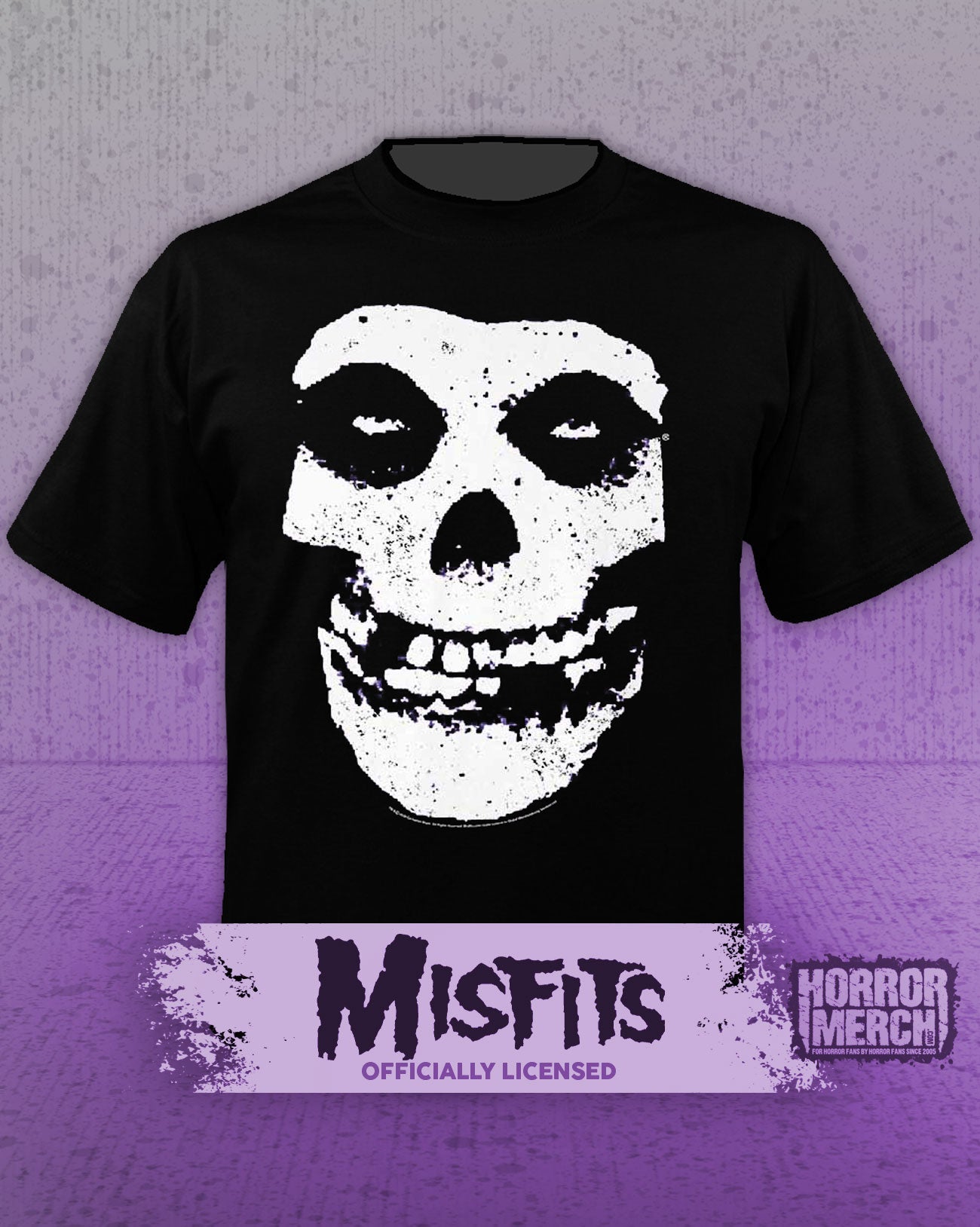 Misfits - Purple Outline Skull Logo Mens Shirt