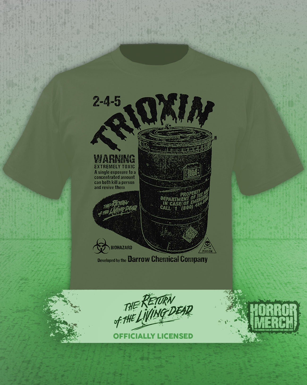 Return Of The Living Dead - Trioxin Cannister (Army Green) Mens Shirt (Green)