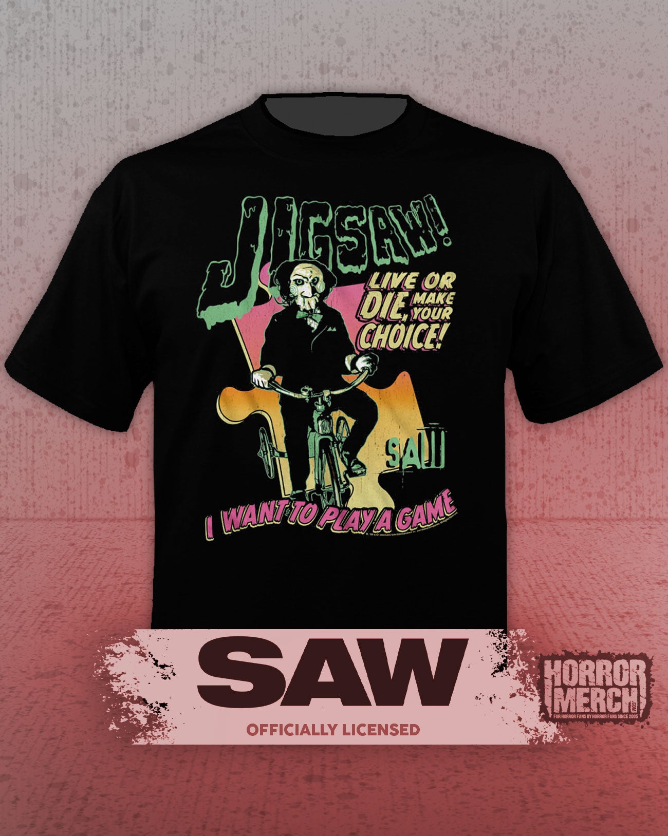 Saw - Neon Puzzle Mens Shirt
