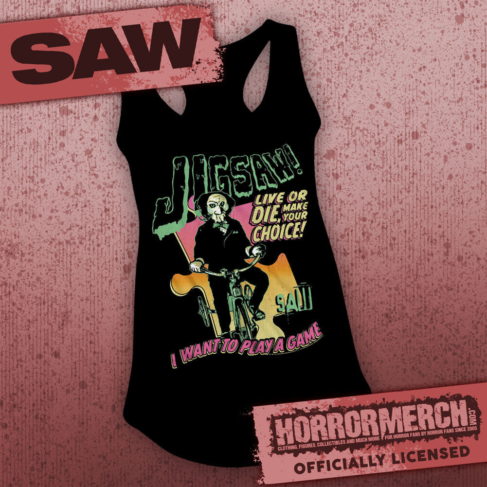 Saw - Neon Puzzle [Womens Racerback Tanktop]