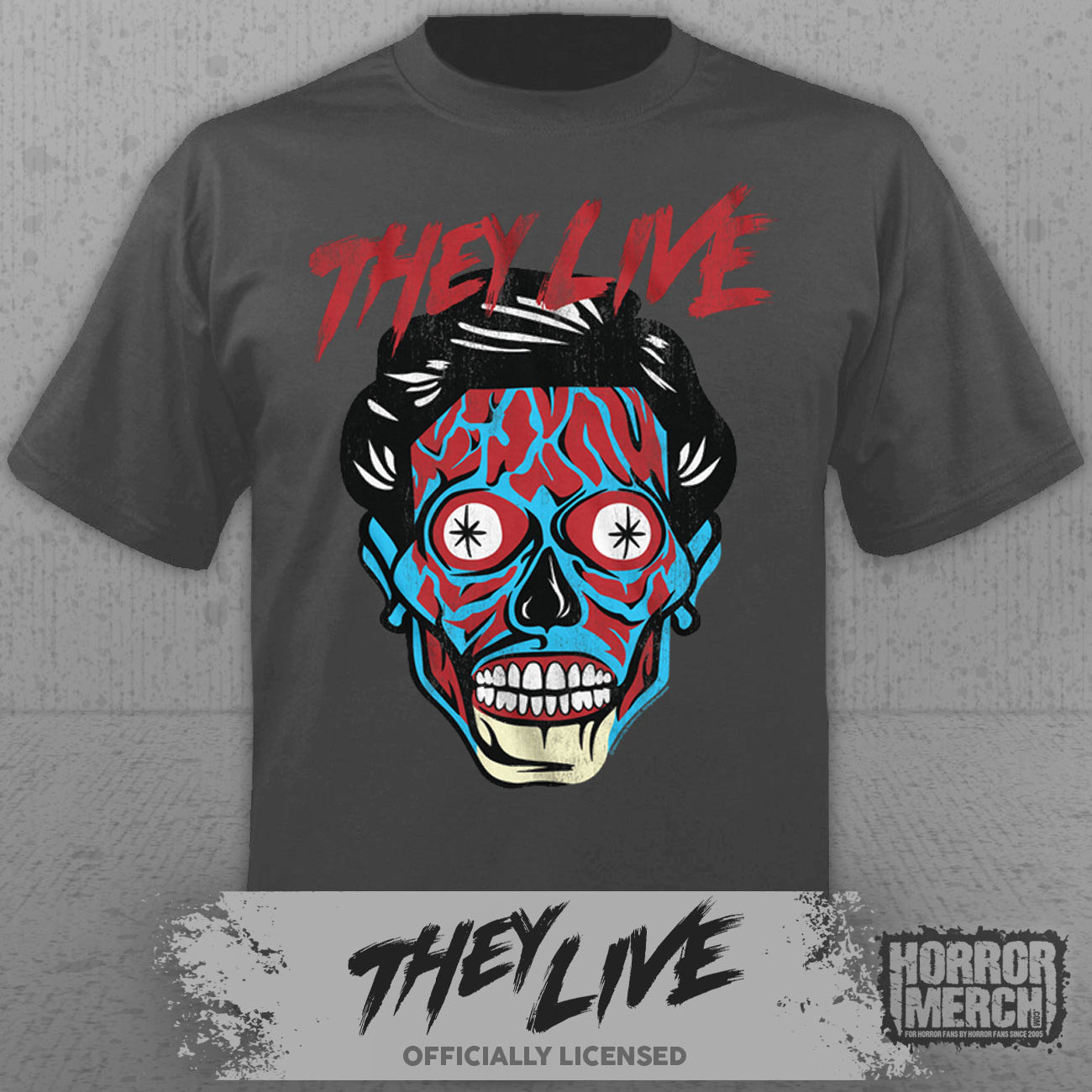 They Live - Ghoul Close Up Mens Shirt (Gray)