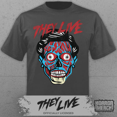 They Live - Ghoul Close Up Mens Shirt (Gray)