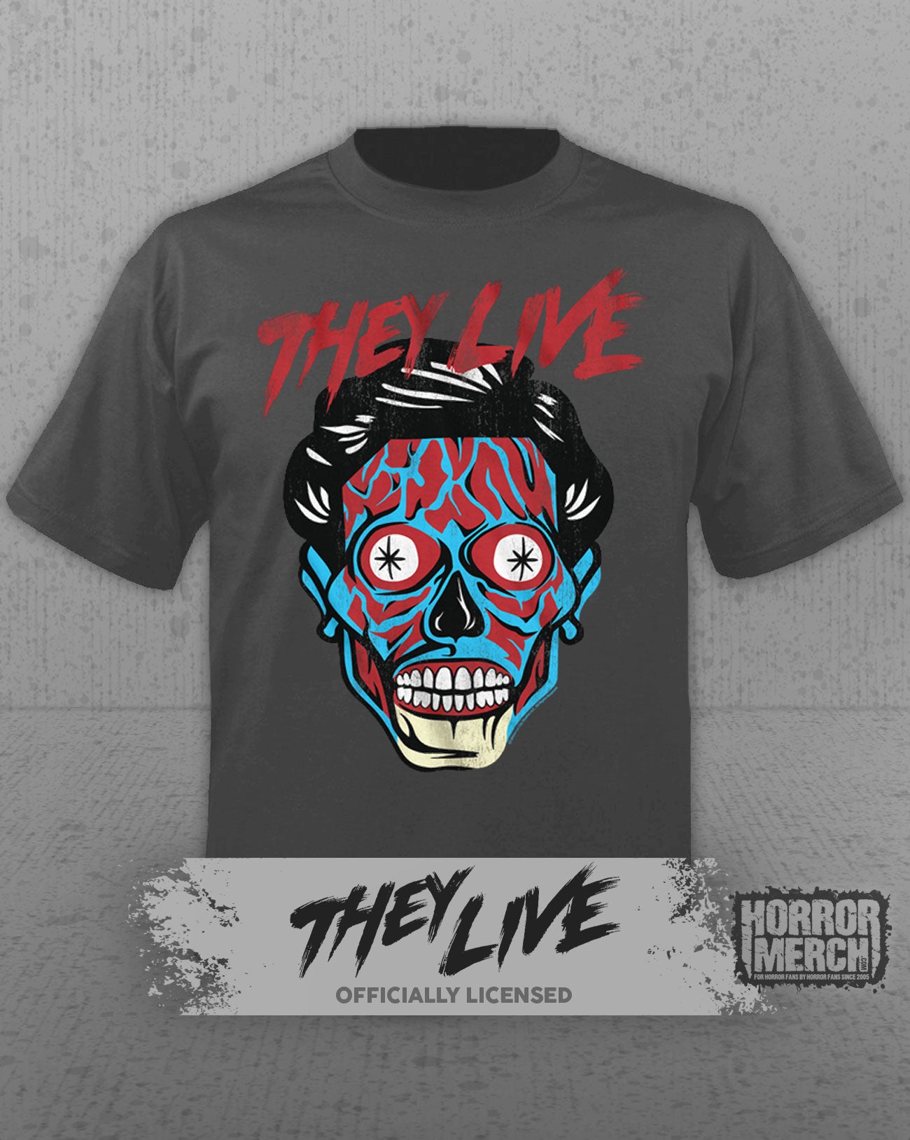 They Live - Ghoul Close Up Mens Shirt (Gray)