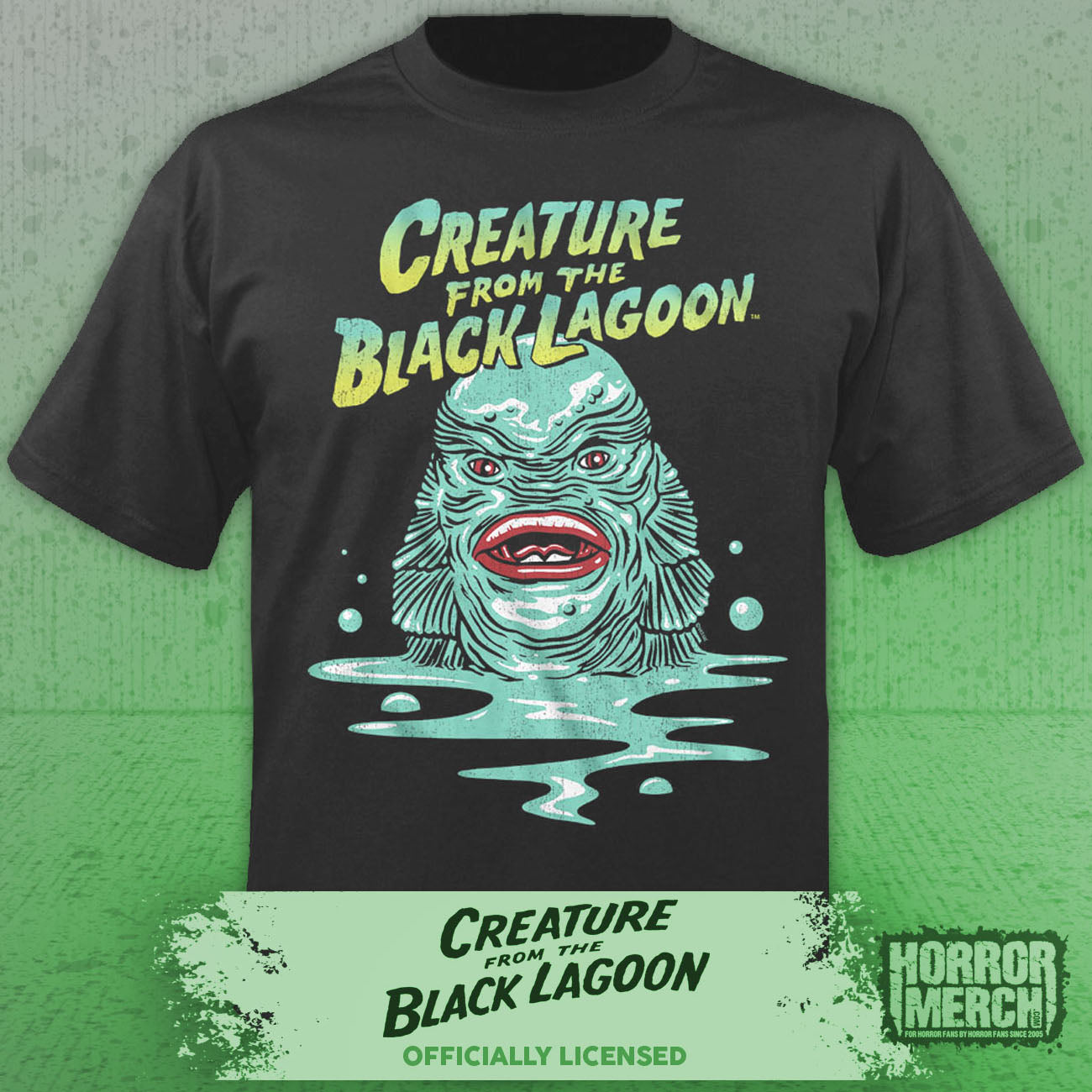 Creature From The Black Lagoon - Face Close-Up Mens Shirt (Gray)