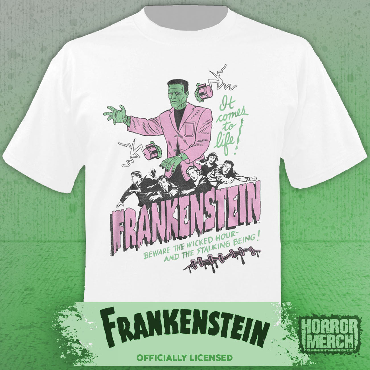 Frankenstein - It Comes To Life Mens Shirt (White)