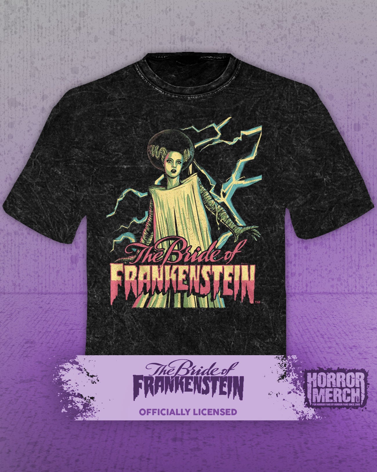 Bride Of Frankenstein - Lightning Mens Shirt (Mineral Wash)