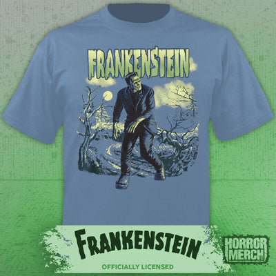 Frankenstein - Creepy Crawl Mens Shirt (Blue)