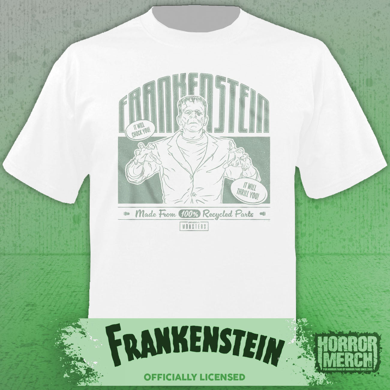Frankenstein - Made From Recycled Parts Mens Shirt (White)
