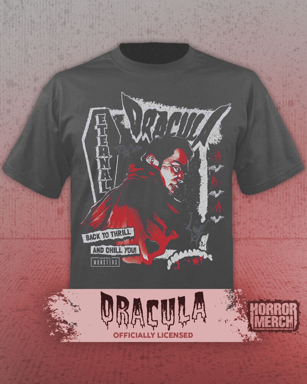 Dracula - Back For Thrills And Chills Mens Shirt (Gray)