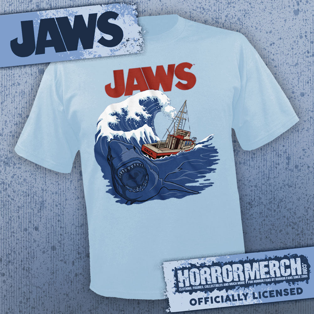 Jaws - Bigger Boat (Light Blue) [Mens Shirt] – Horrormerch.com