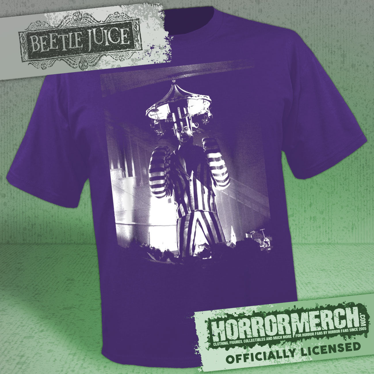 Beetlejuice - Merry-Go-Round Mens Shirt (Purple)
