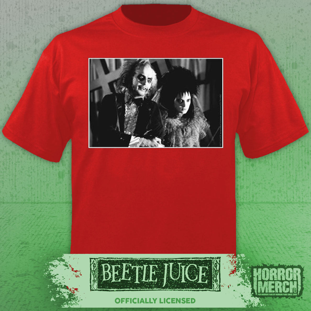 Beetlejuice - Wedding Photo Mens Shirt (Red)