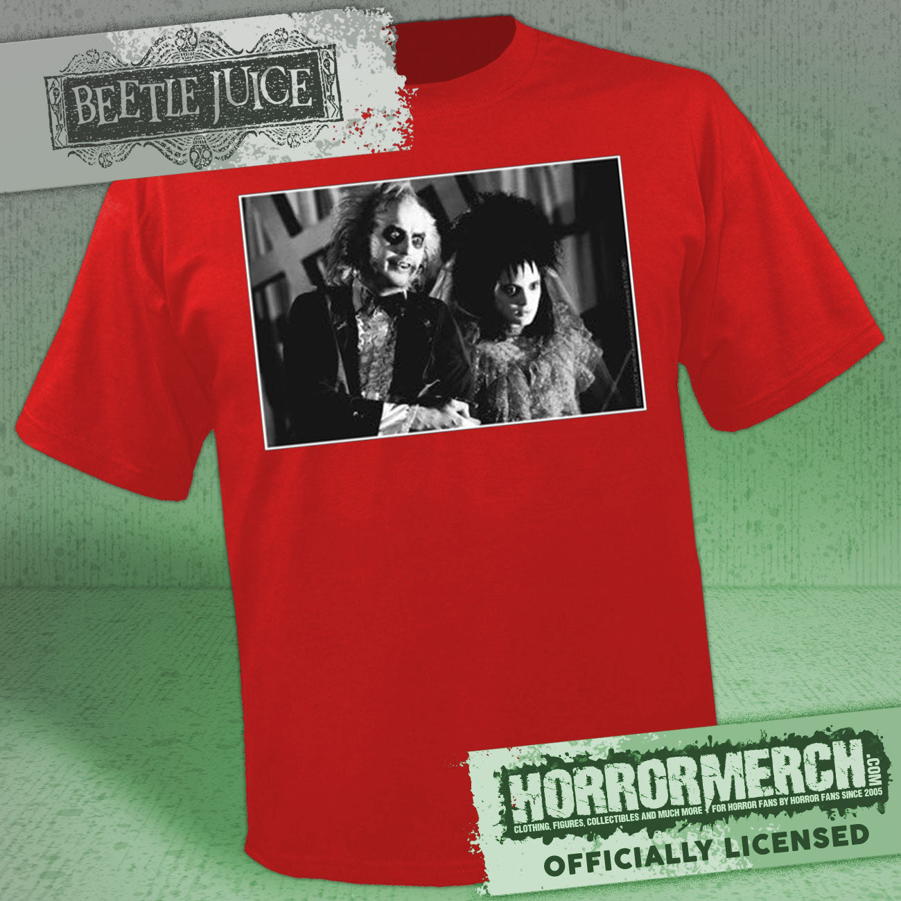 Beetlejuice - Wedding Photo Mens Shirt (Red)