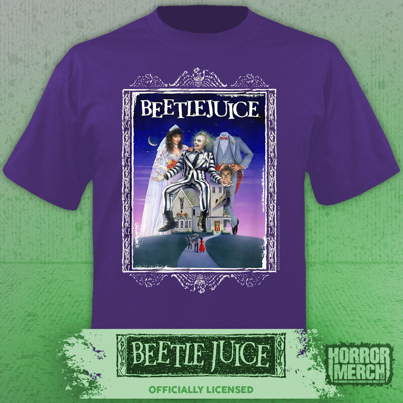 Beetlejuice - Poster Mens Shirt (Purple)
