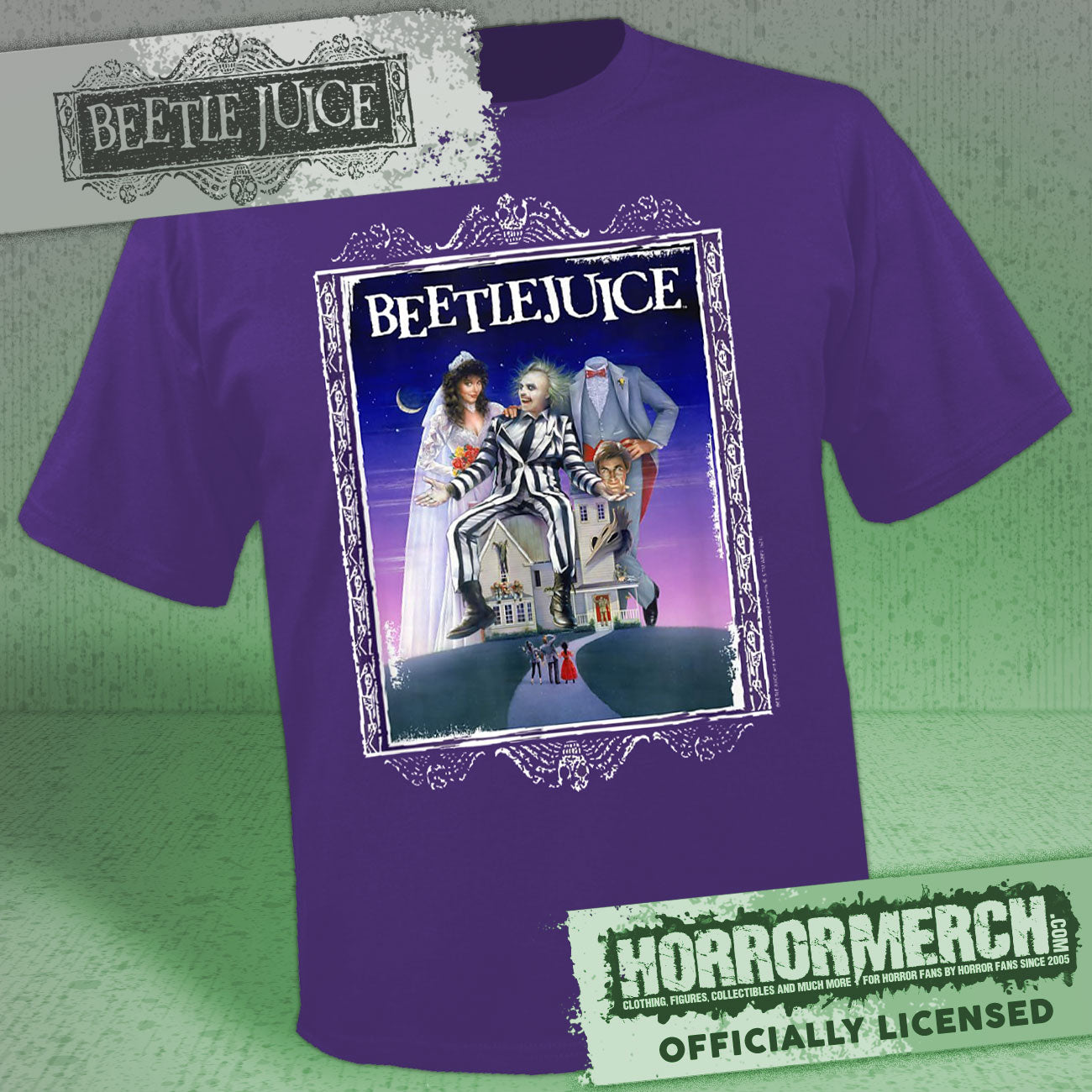 Beetlejuice - Poster Mens Shirt (Purple)