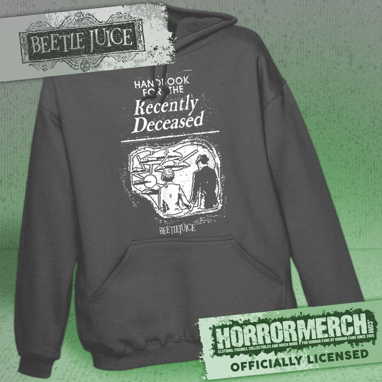 Beetlejuice - Handbook For The Recently Deceased Hooded Sweatshirt (Gray)